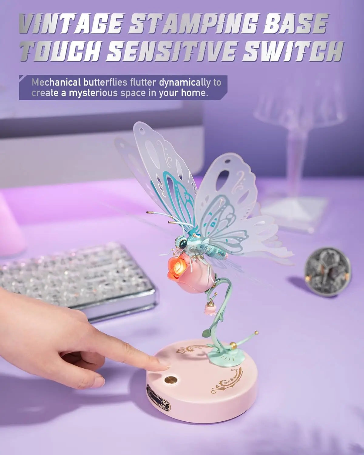 Robotime Rokr 3D Metal Puzzle Butterfly with LED Light of Industrial-style Building Block gift for Kids