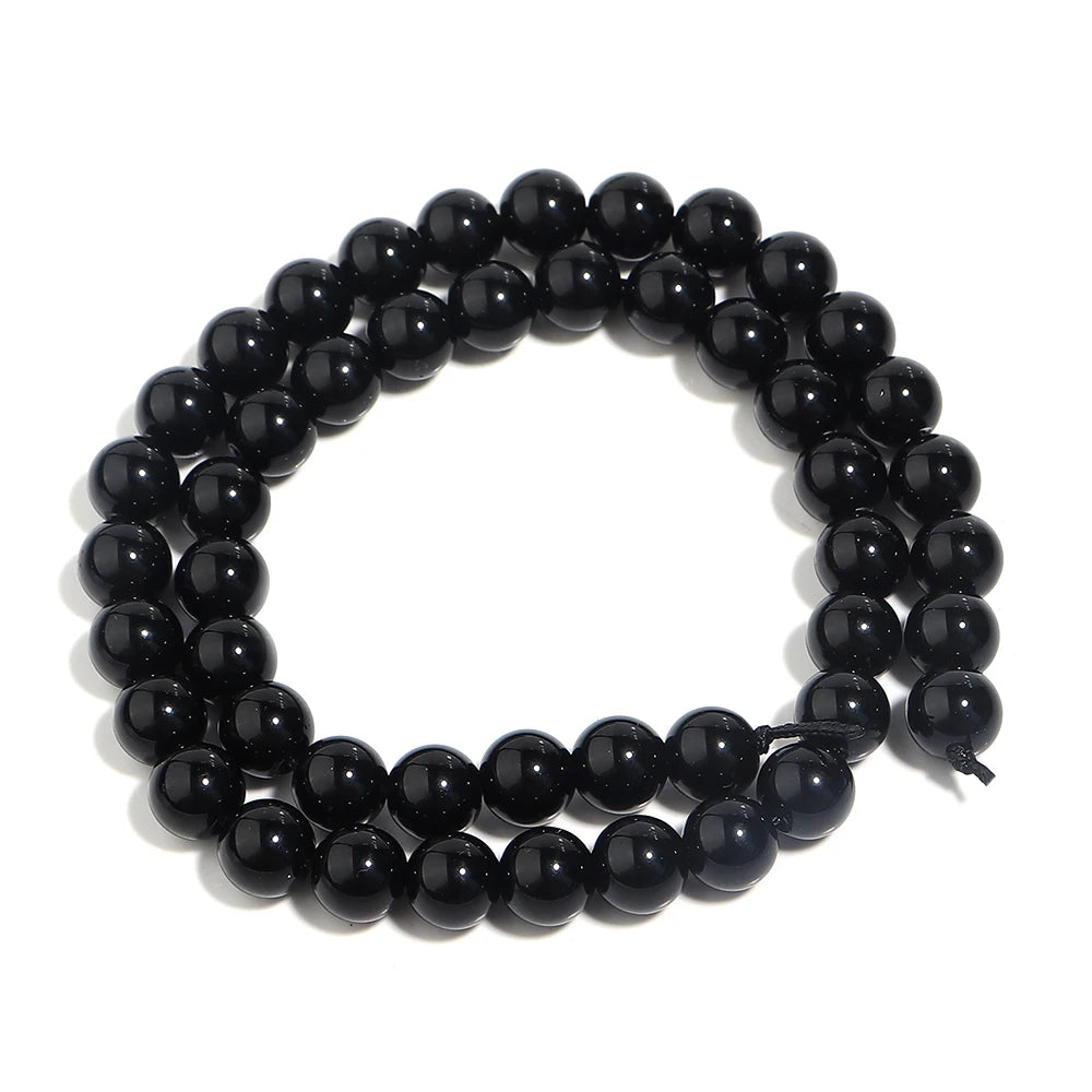1 Strand Natural Stone Black Onyx Agate Round Loose Beads 2-20MM Pick Size For Crafts Making DIY Bracelet Necklace Accessories