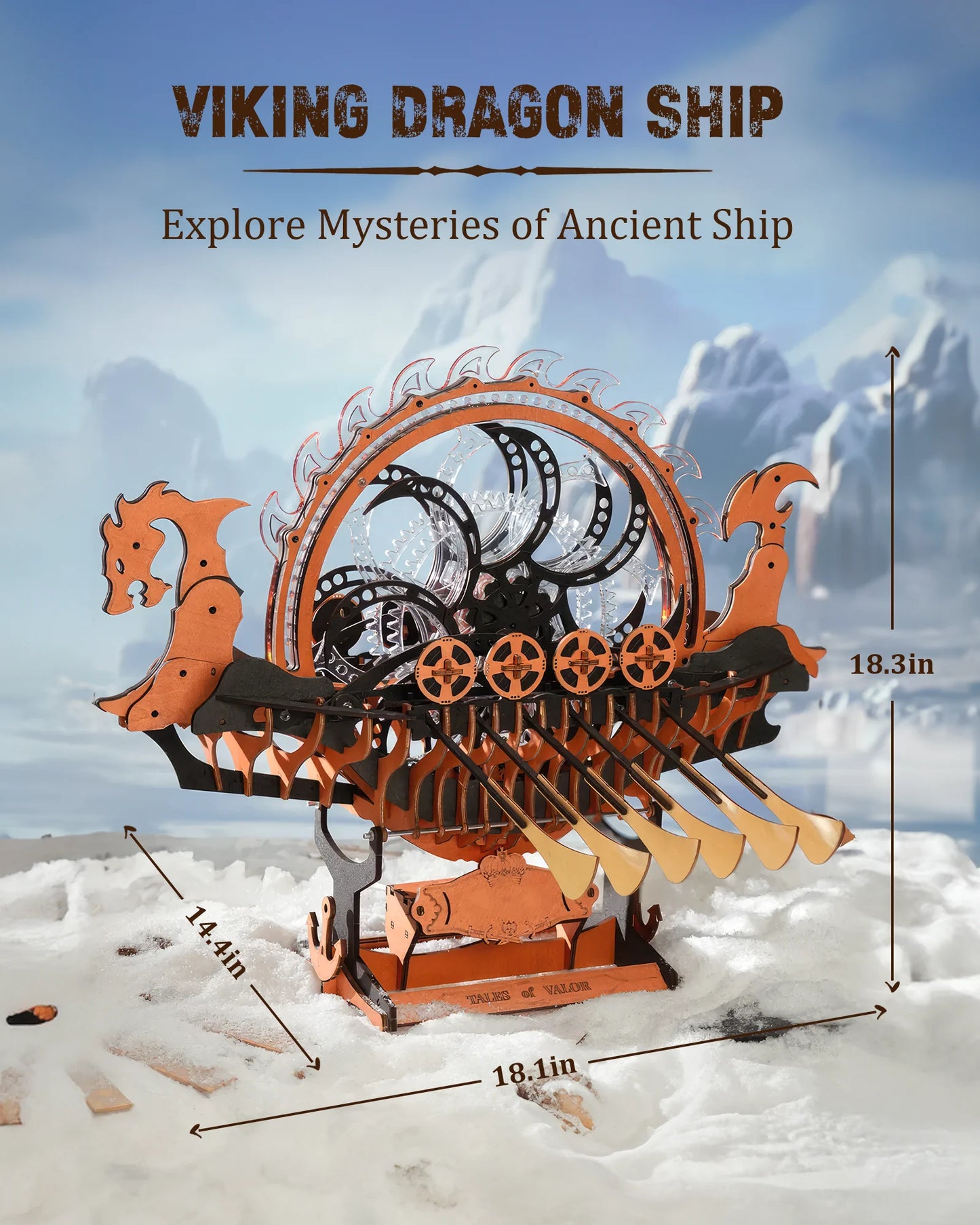 Robotime Rokr Vikingship Moveable Model for Kids Great Present Choice Eco-friendly Wood 3D Wooden Puzzle Dragon-boat Toys