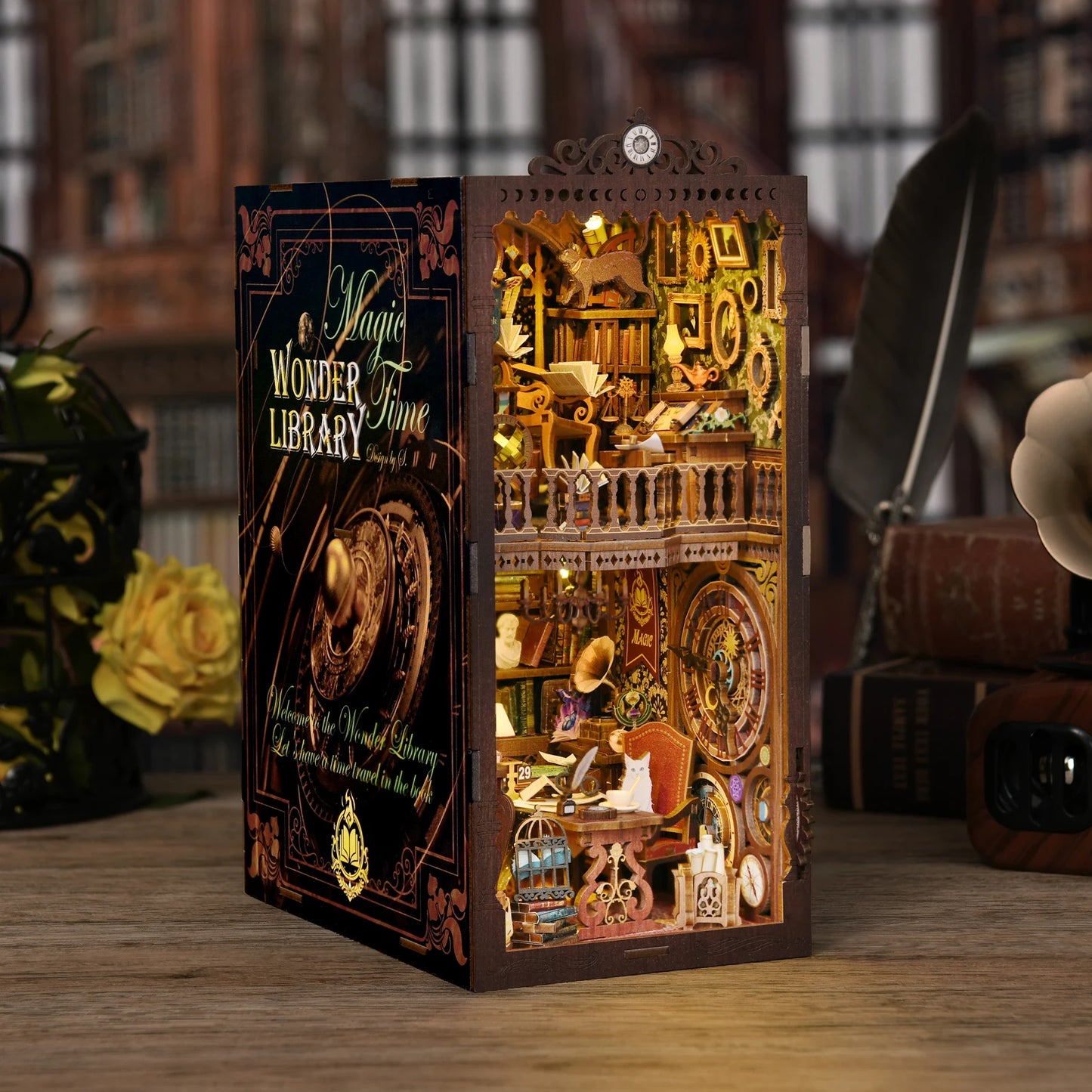 Book Nook Kit The Time Book Club 3D Wooden Puzzle diy Miniature Magical booknook High Quality house  Assembly Model Production