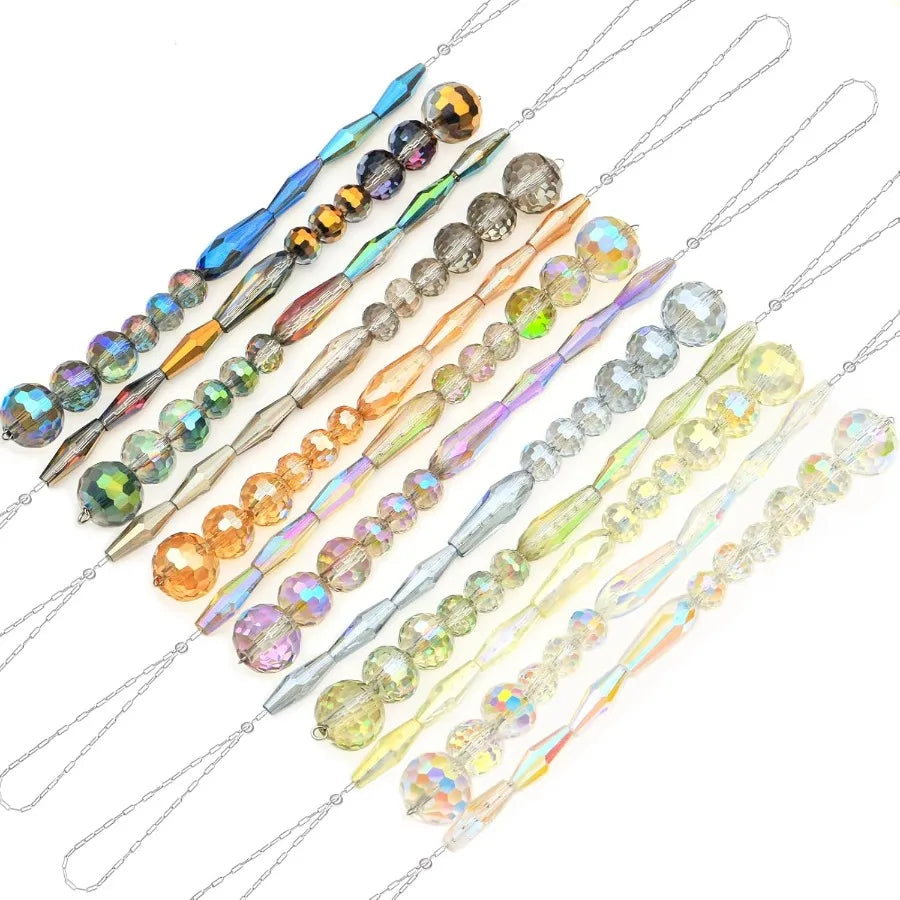 12pcs Crystal Icicle Christmas Tree Ornaments Glass Beads Hanging Chandelier Pendants for Christmas Party Wedding Winter Decora