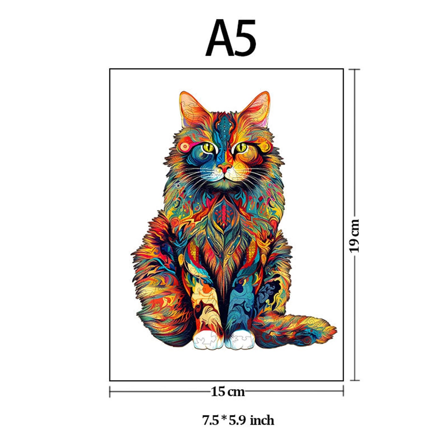 Wooden Cat Puzzle 29x36cm Art Jigsaw for Kids, Irregular Cat Pattern Wooden Puzzle Family Activity Gift