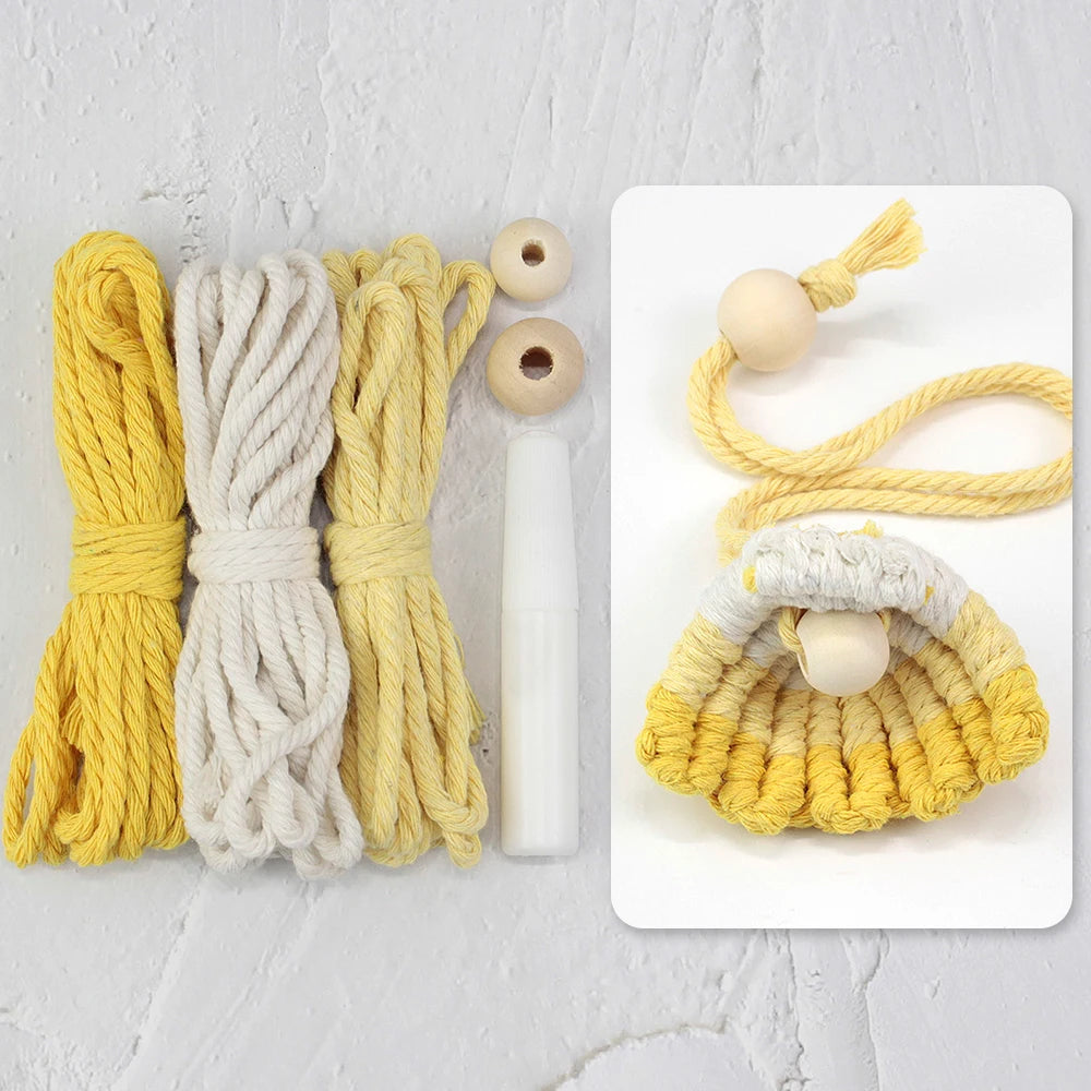 Bohemian Vintage Macrame Kit with Tutorial Beach Elements DIY Handcraft Set for Bookmarks & Curtain Tiebacks Beginner-Friendly