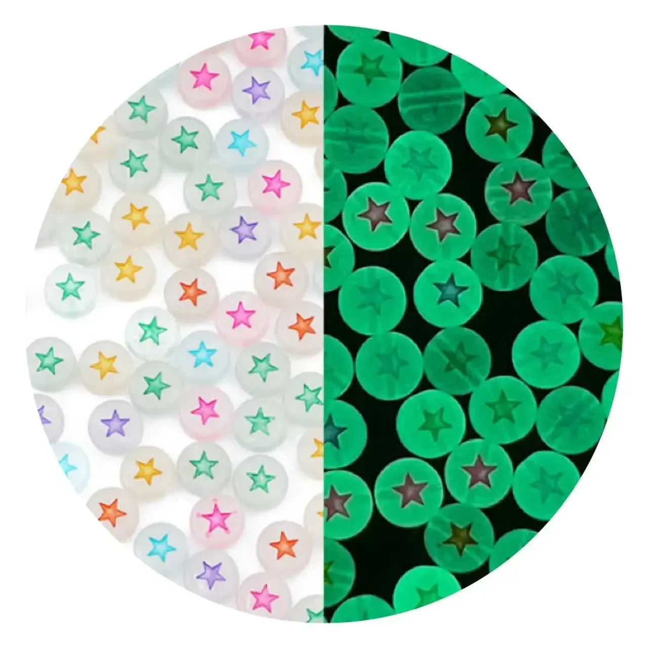 100/200/300/500pcs Acrylic Luminous Beads Round Heart Flower Square Alphabet Beads For Jewelry Making Diy Bracelet Accessorie