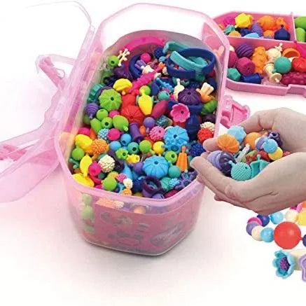 Popular Beaded Jewelry DIY Set Handmade Button Beaded Toy Necklace, Bracelet, Ring, Family Party Gifts