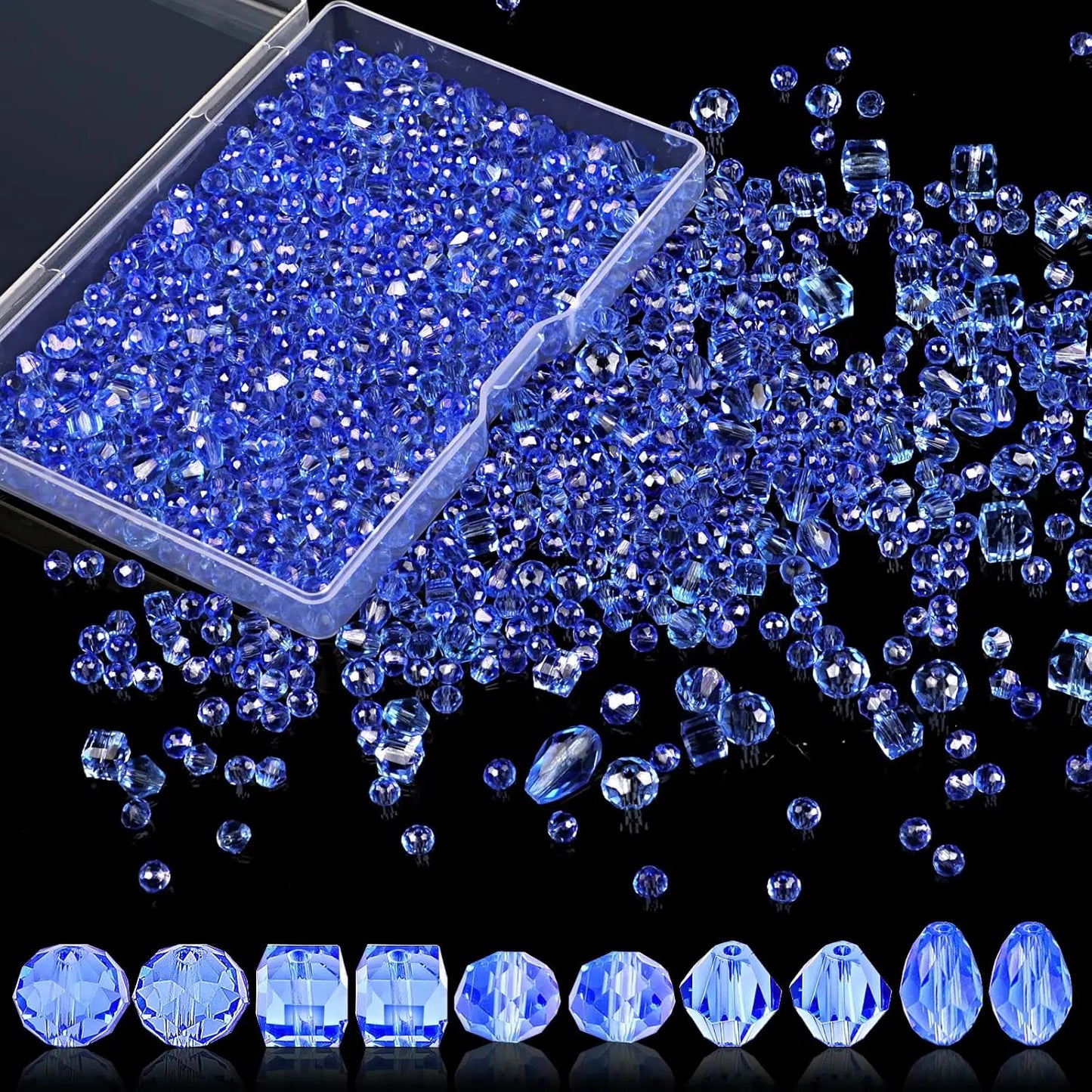 Beads, 600 Pcs Glass Beads, Assorted Crystal Beads for Jewelry Making, Rondelle Jewelry Beads with Container Box, Glass Beads Bu