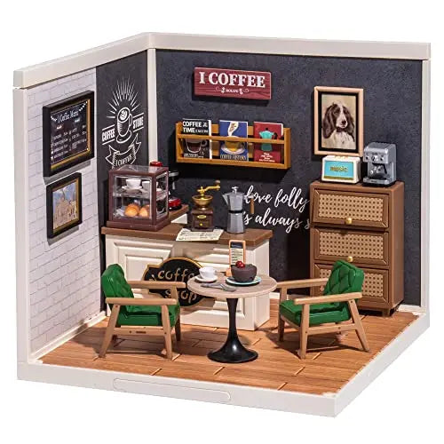 Robotime DIY Miniature Dollhouse Kit with Accessories Model Supply Store Kit with LED to Build Decent Birthday Gift