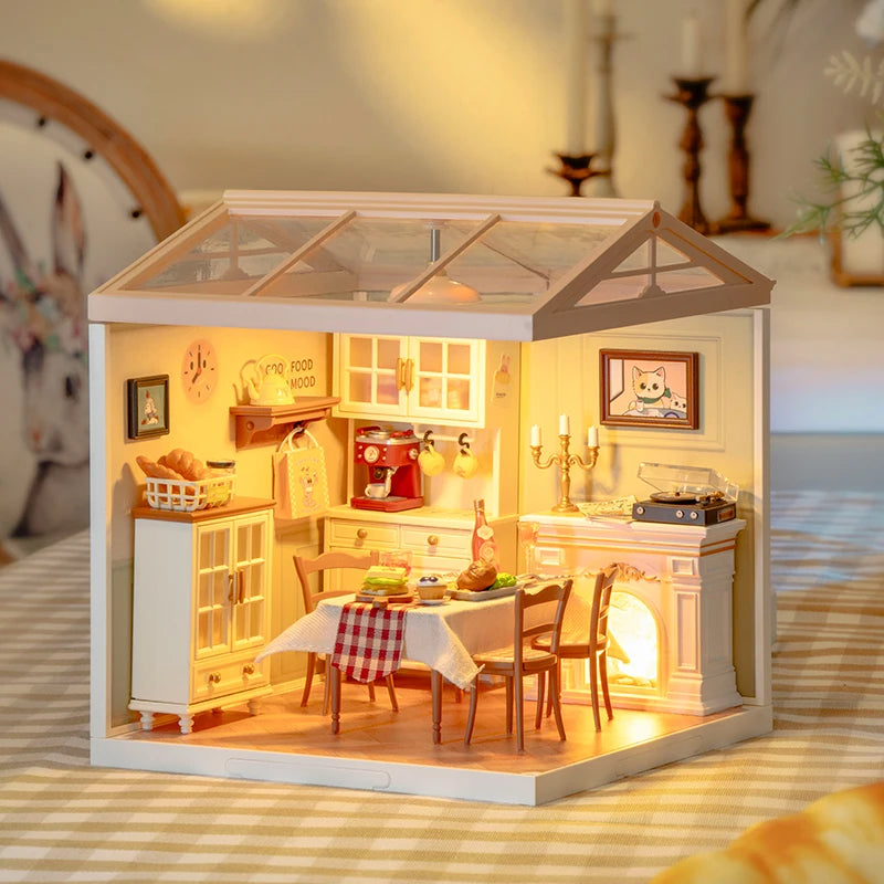Robotime DIY Miniature Dollhouse Kit with Accessories Model Supply Store Kit with LED to Build Decent Birthday Gift