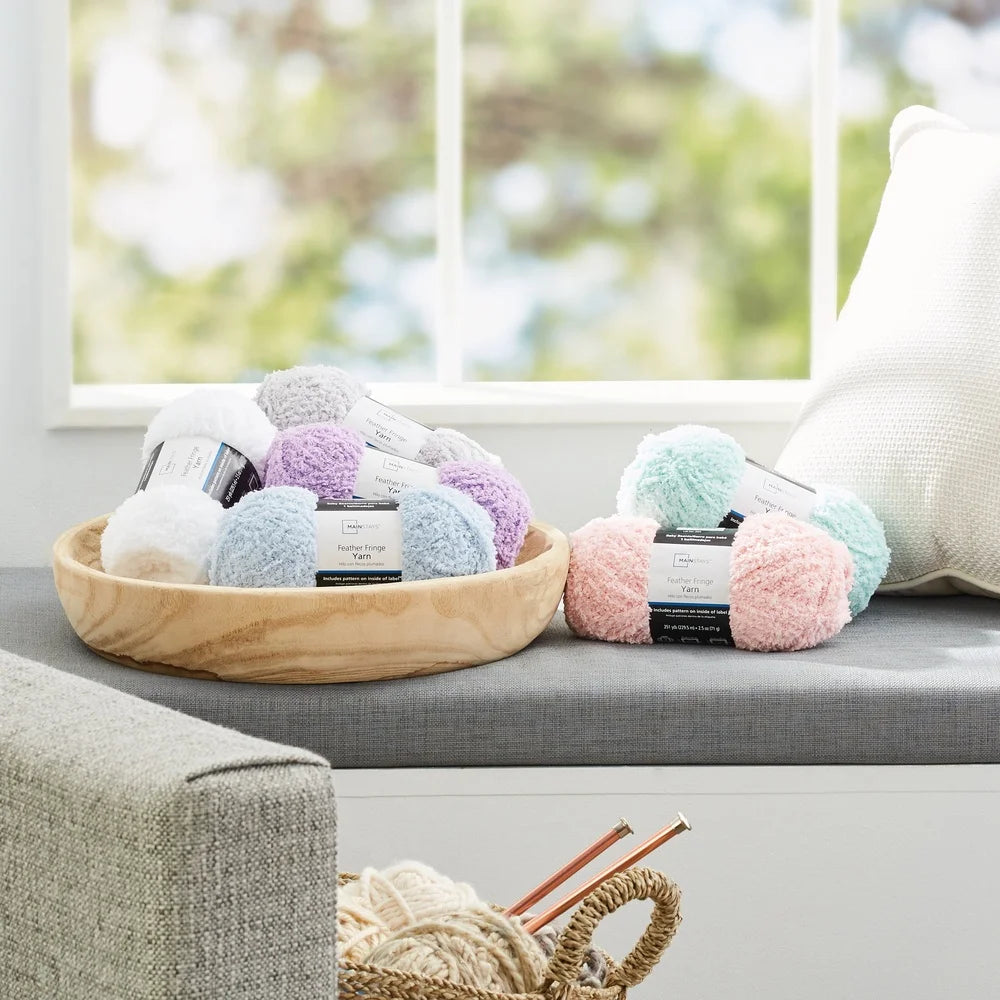 Feather Fringe Yarn Opaline Green 251yd 100% Polyester Lightweight Knitting Yarn Pack of 3 Blankets Scarves Hats Sweaters