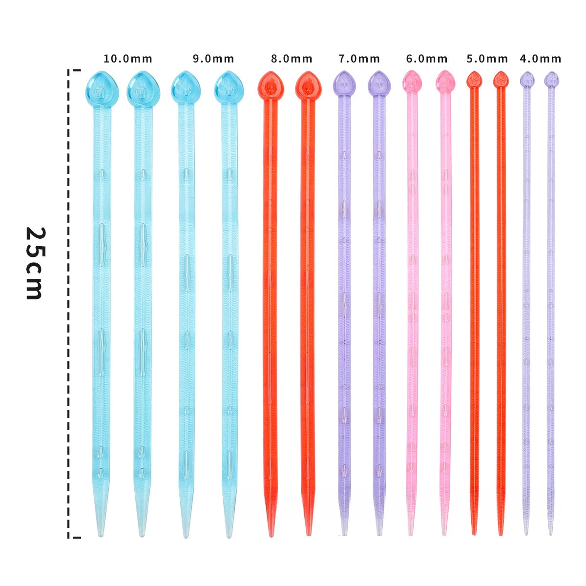 14pcs/set Candy-Colored Plastic Crystal Knitting Needles Weaving Tools Crochet Needles DIY Scarf Sweater Needlework Set