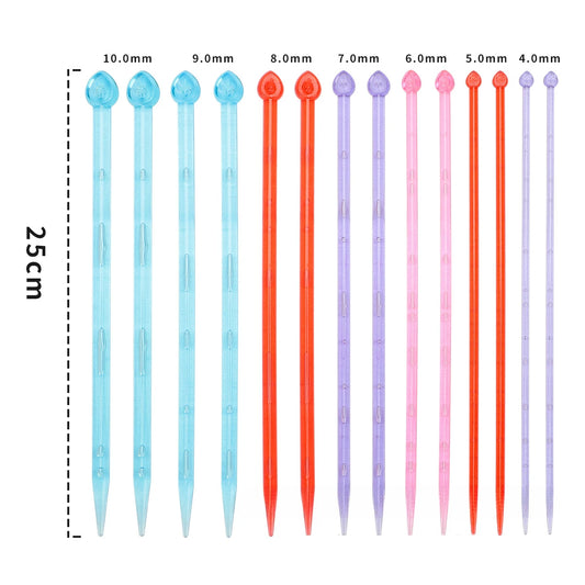 14pcs/set Candy-Colored Plastic Crystal Knitting Needles Weaving Tools Crochet Needles DIY Scarf Sweater Needlework Set