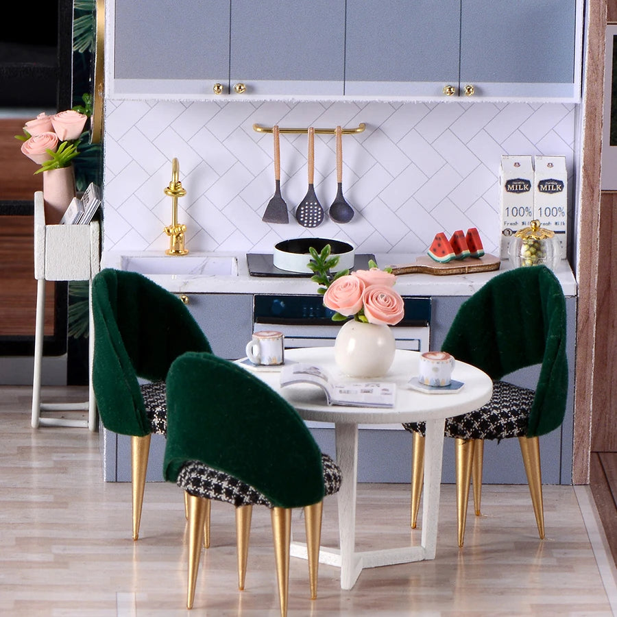 DIY Miniature Toy House House Kit 3D Wooden Stereoscopic Puzzle Model Architecture Suitable for Male, Female, Adolescent, Adult