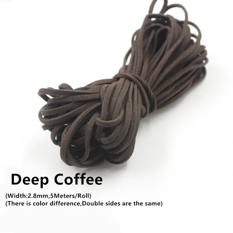 3MM 5M Micro-Fiber Flat Leather Lace Beading Thread Faux Suede Cord String Velvet Beading Supplies