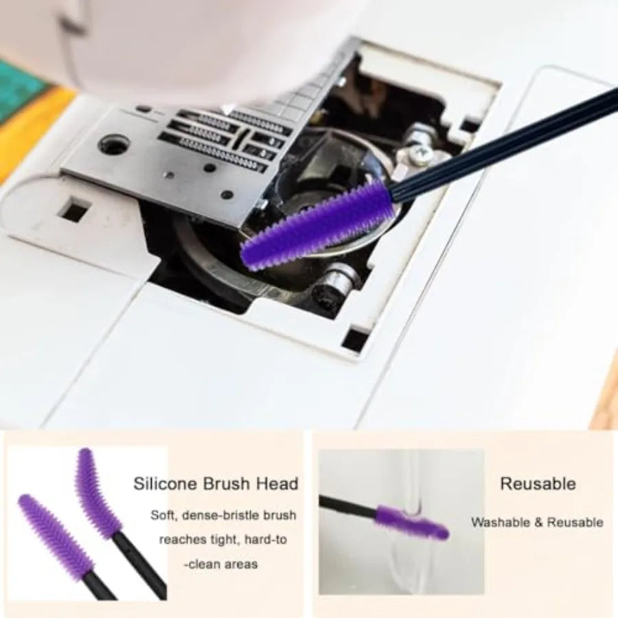 21 Pieces Sewing Machine Cleaning Kit with Storage Box: Includes Tweezers Double-Headed Brush Screwdriver Seam Rippers Silicone