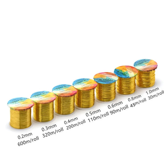 Solid Colorfast Copper Wire Tarnish-Resistant Beading Wire DIY Craft Jewelry Making Accessories 18 to 32 Gauge ( 32Ga/1969 ft )