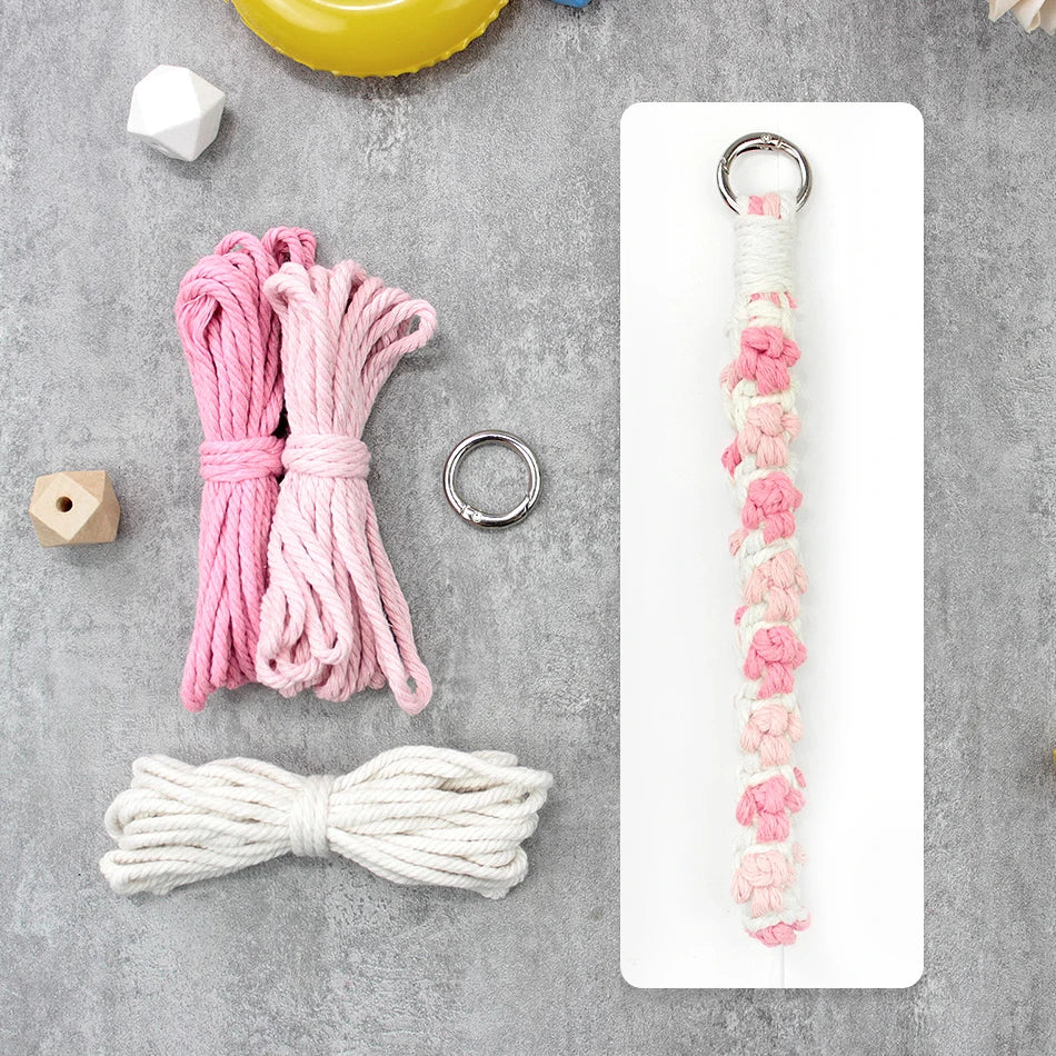 Handmade Woven Cat's Paw Wristband keychain Macrame Kit With Tutorial For Beginners Hand DIY Cat Paw Wristlet Key Chain Lanyard