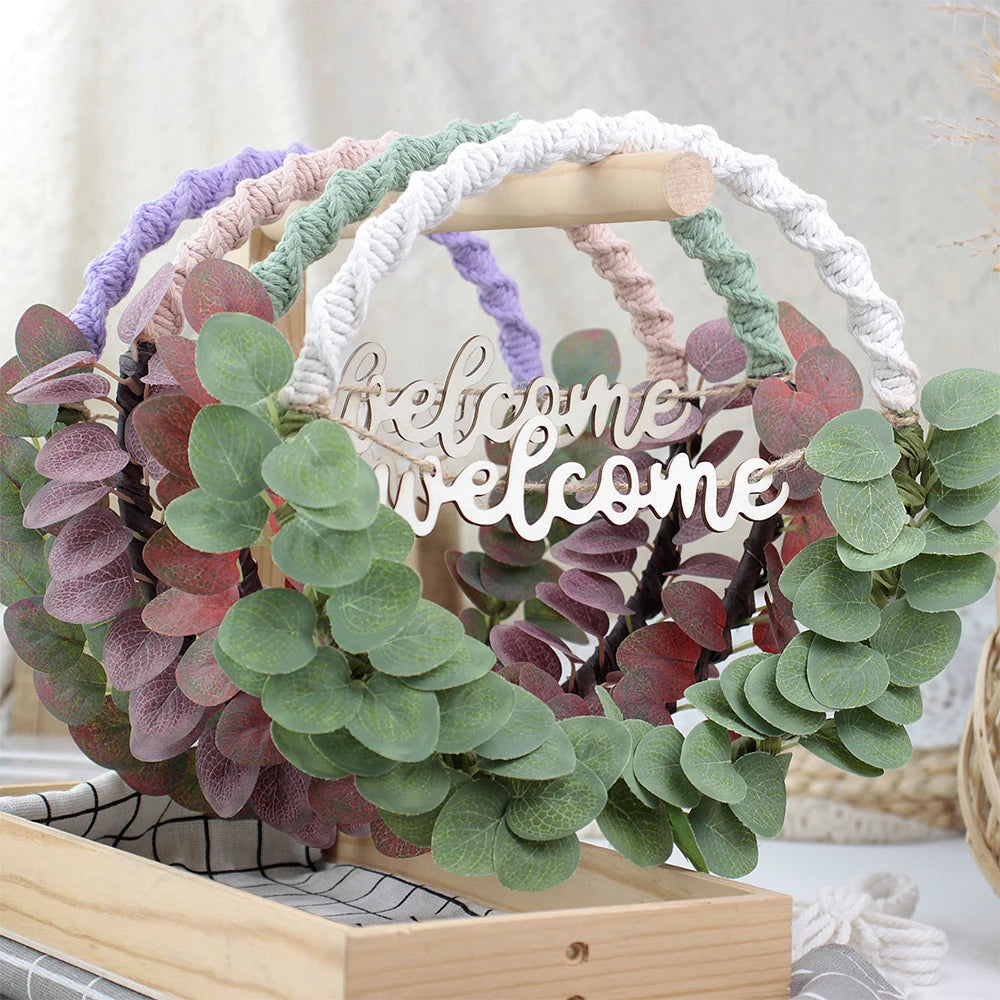 Bohemian Style Macrame Leaf Wreath DIY Kit Beginner Friendly Weaving Material Bundle with Tutorial for Handmade Craft