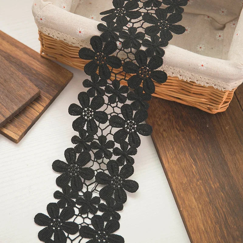 2Yards Exquisite Lace Cotton Embroidery Ribbon Lace Trim Skirt Sewing Accessories Clothing Decorative Materials High Quality