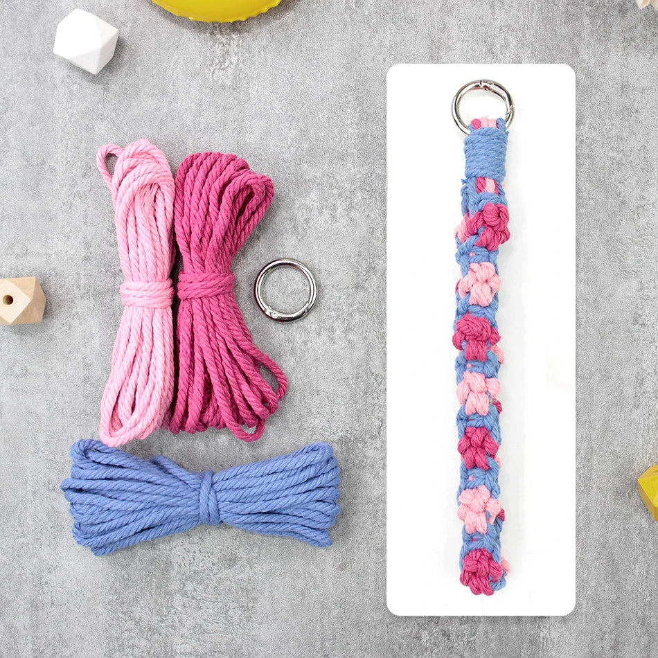 Handmade Woven Cat's Paw Wristband keychain Macrame Kit With Tutorial For Beginners Hand DIY Cat Paw Wristlet Key Chain Lanyard