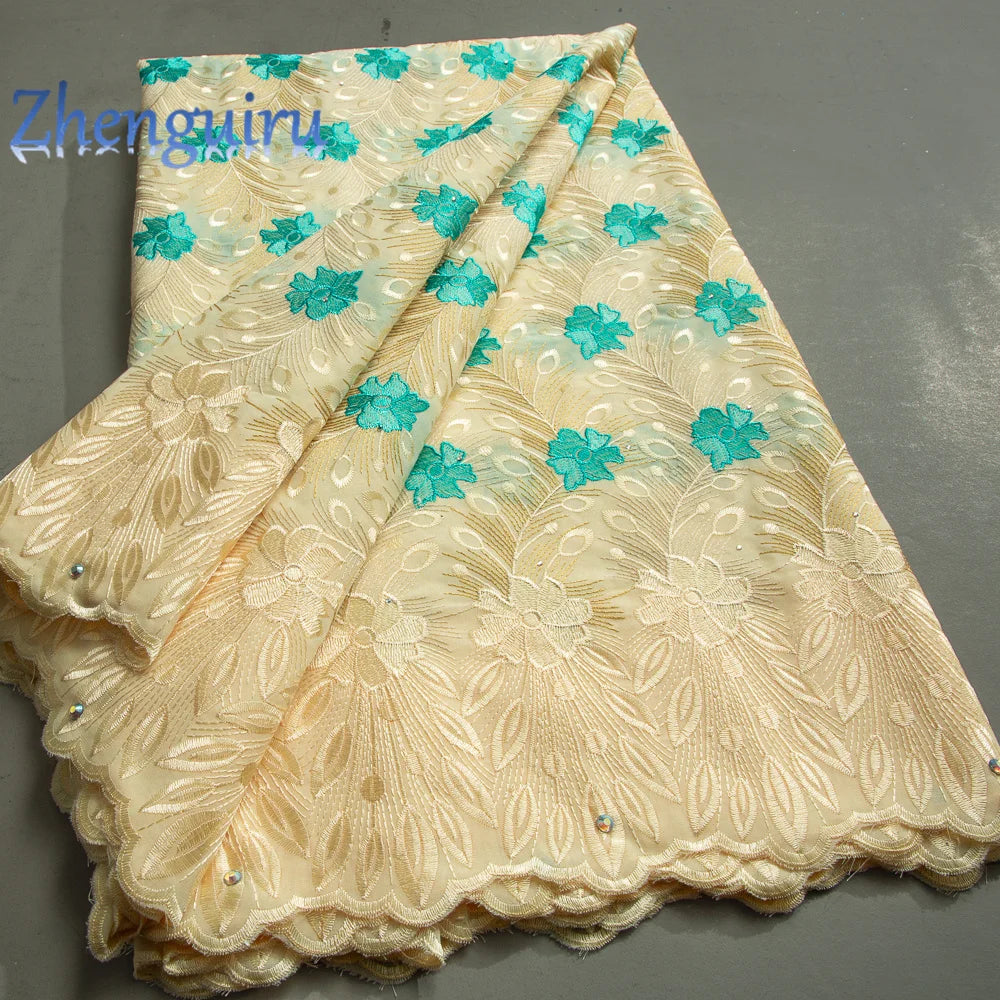 African Lace Fabric 2025 Swiss Voile Cotton Lace Elegant Nigerian Embroidered Cotton Lace Fabric 5 Yards for Women Sew A4016