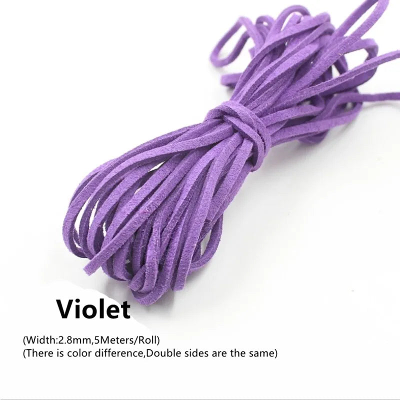 3MM 5M Micro-Fiber Flat Leather Lace Beading Thread Faux Suede Cord String Velvet Beading Supplies