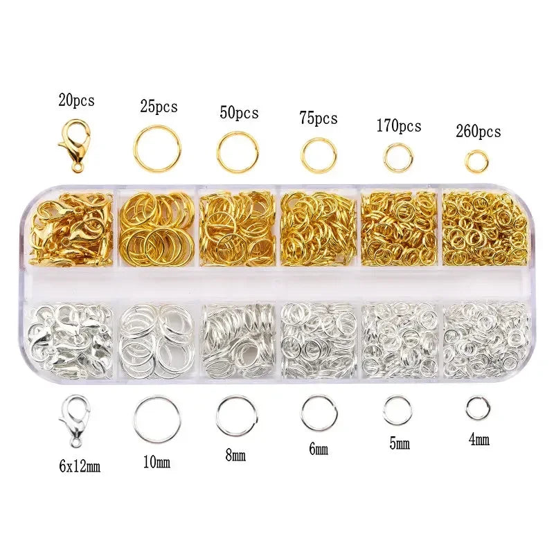 Zinc Alloy Open Jump Rings Lobster Clasps for DIY Bracelet Necklace Chain Accessories Making Supplies Jewelry Findings Kits