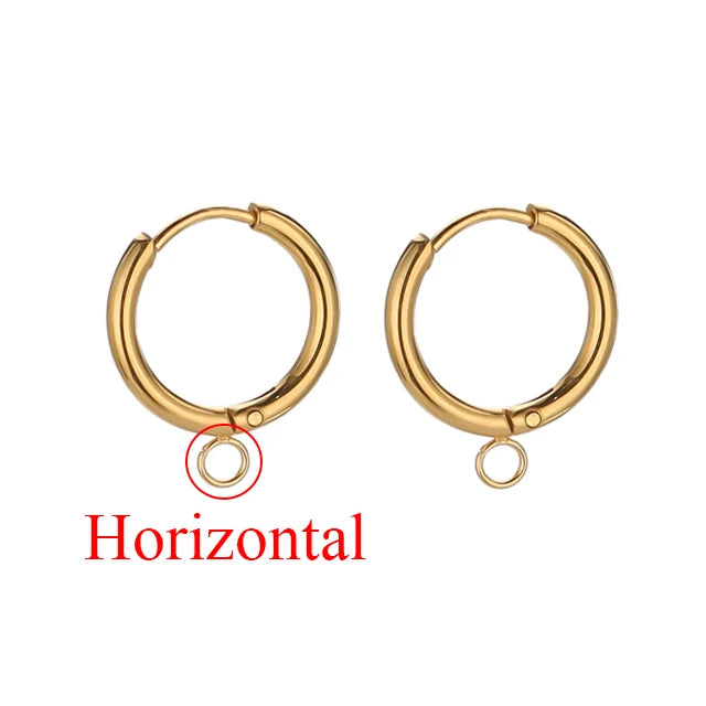 10pcs Stainless Steel Gold Color Plated Huggie Earrings Hooks with Loop Ear Post Jump Ring for DIY Jewelry Making Findings