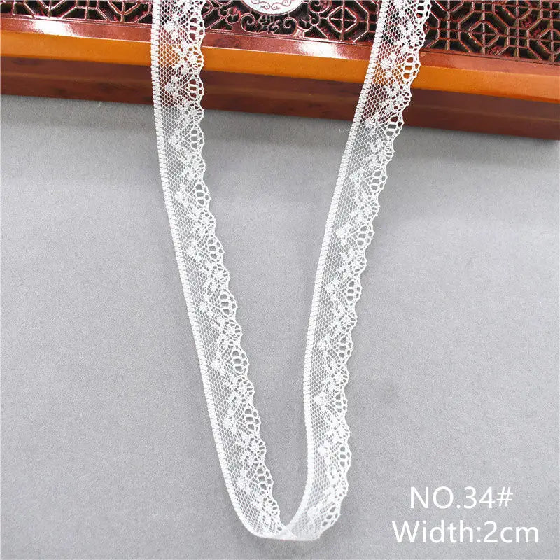 Best Selling 10yards 38kinds Color  White Lace Ribbon Woven Band French African Lace Wedding Fabric DIY Clothing/gift Wrapping