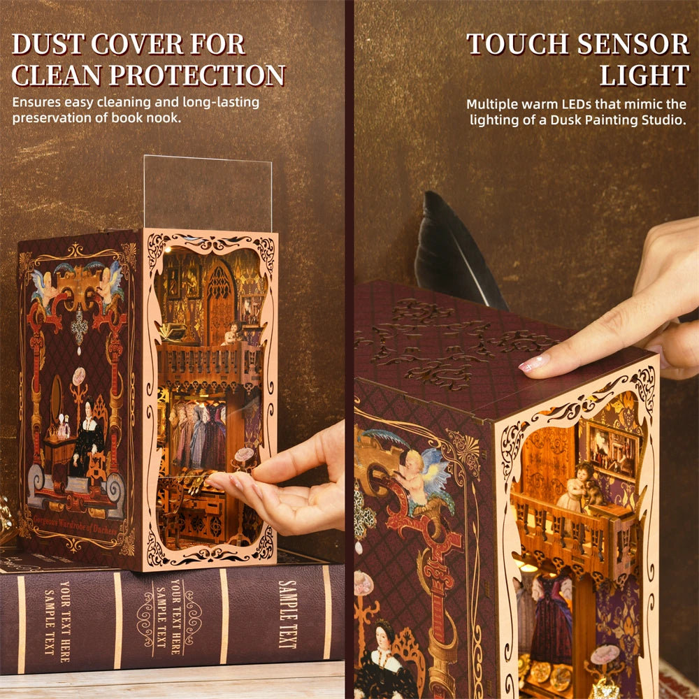 Book Nook Kit The Duchess Wardrobe High Quality Wooden Puzzle Doll House Miniature DIY Assembly Model Kit Production Toys Gifts