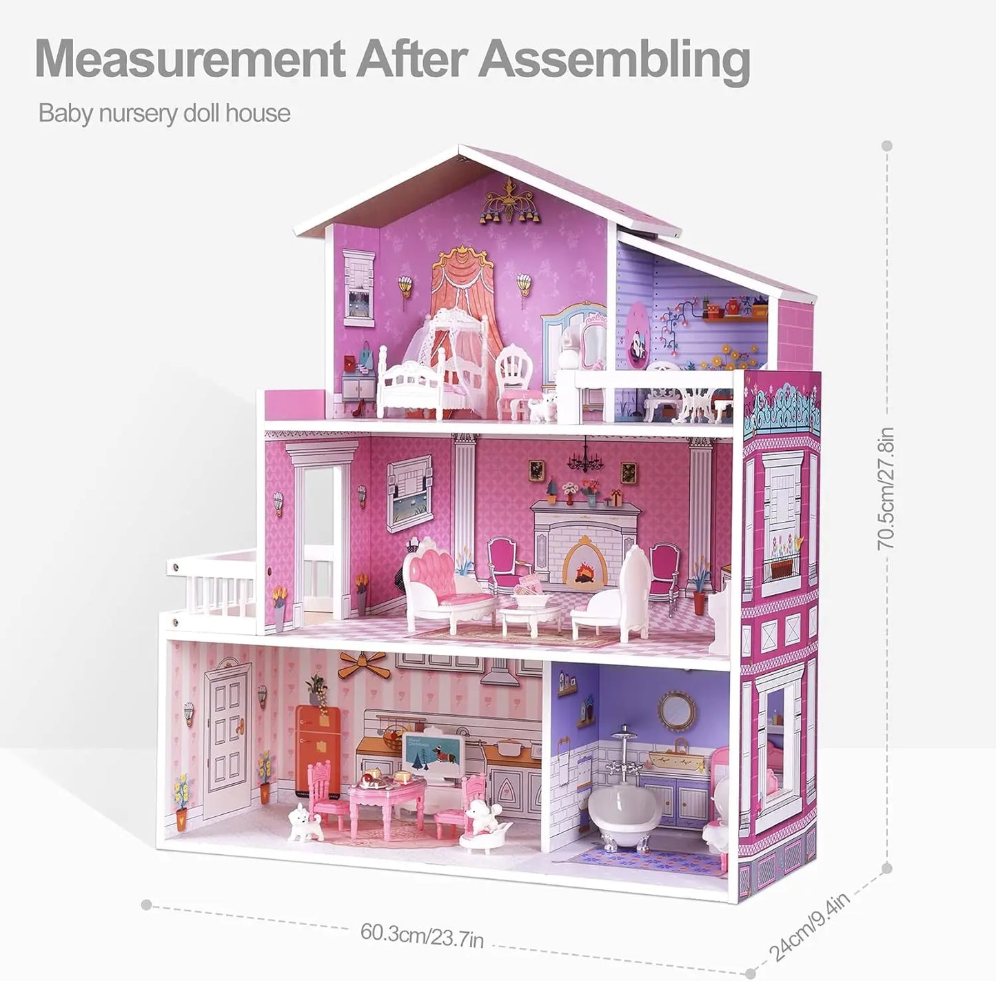 Robotime Robud Victoria Wooden Dollhouse Furniture Preschool Dollhouse House Toy for Girls 3+