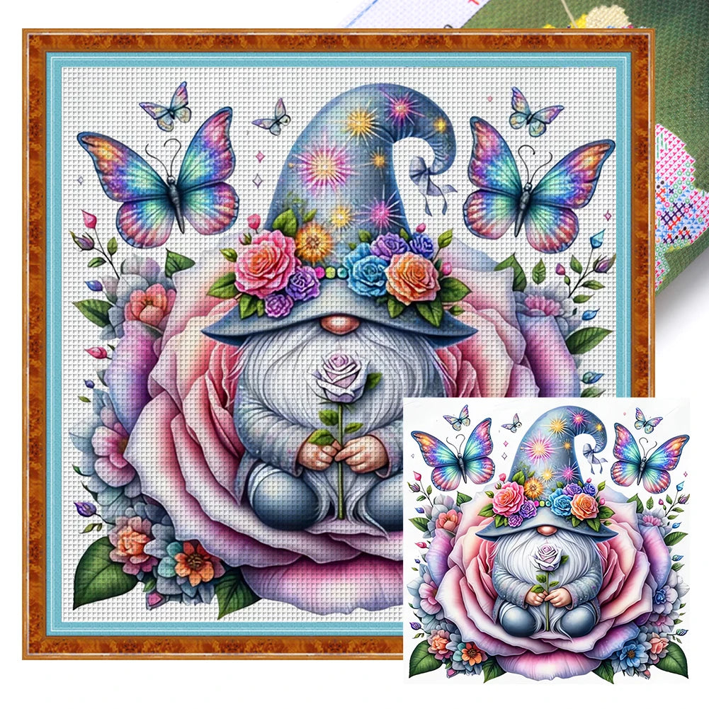 Full Embroidery Eco-cotton Thread 11CT Printed Gnome Cross Stitch Kit Art