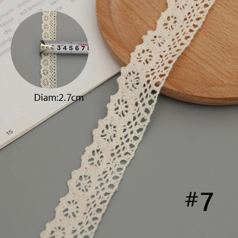 5 Meters Cotton Lace Trim Ribbon Beige Sewing Trim Lace Ribbon Crochet Lace Fabric DIY Wedding Party Craft Christmas Gift Decor