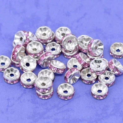 100Pcs 4/6/8/10mm Metal Crystal Beads Rhinestone Rondelle Spacer Beads For Jewelry Making Bracelet  Necklace DIY Accessories
