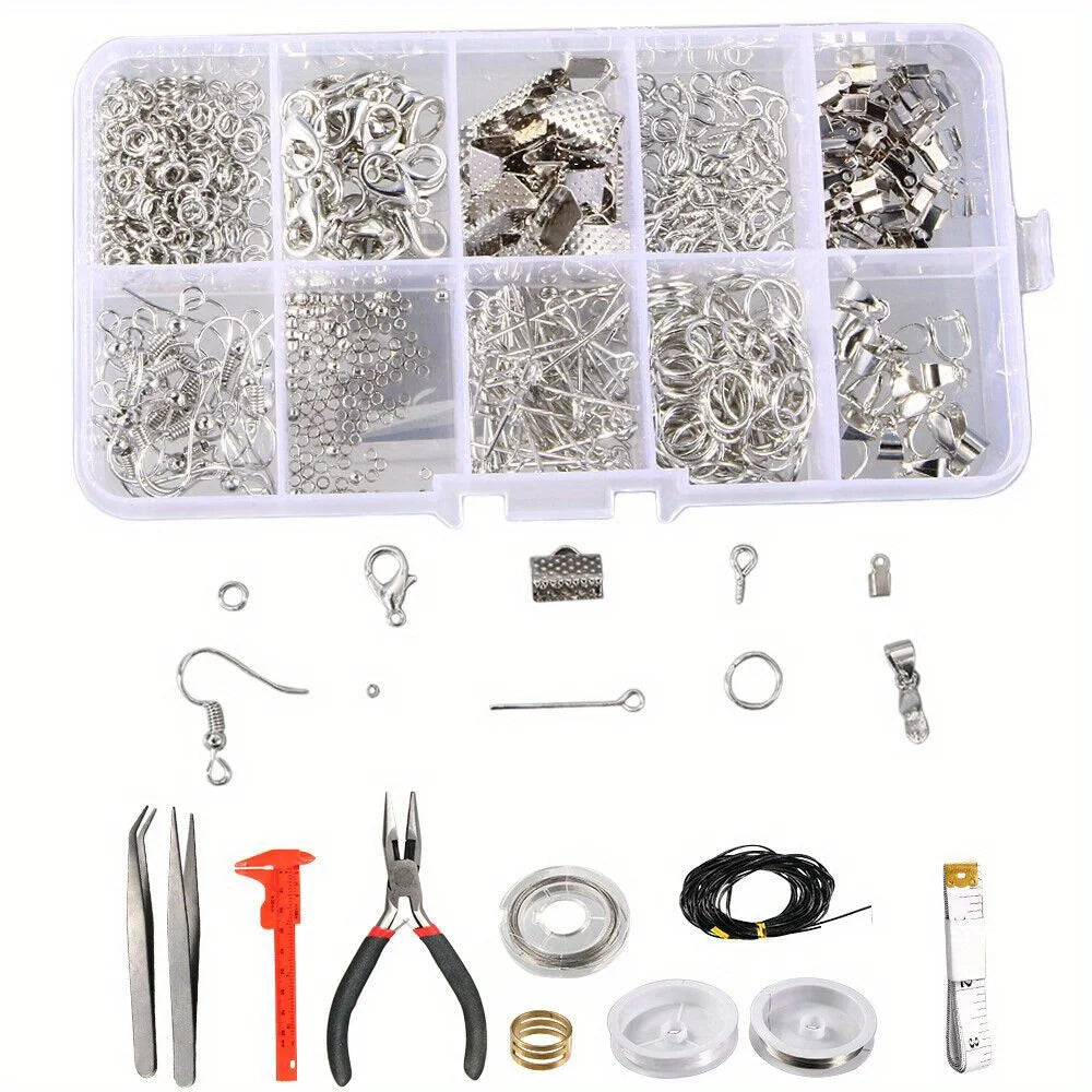 Jewelry Making Kit: Beading Tools, Craft Supplies for Silver Bead DIY