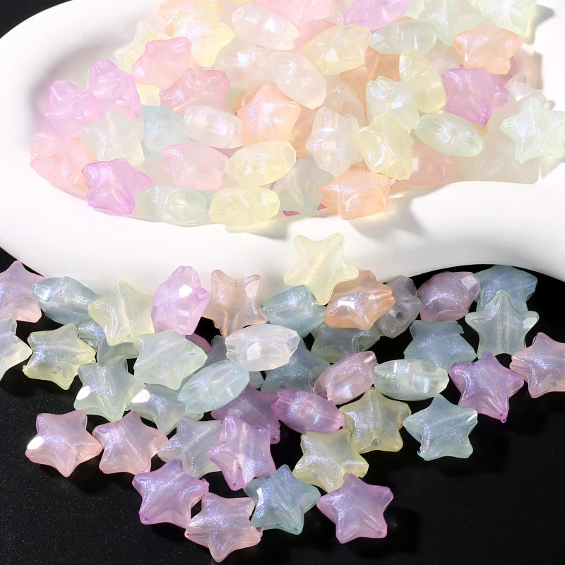 30Pcs Luminous Acrylic Beads 15mm Pentagram Loose Beads For Glow In The Dark Jewelry Making DIY Bracelet Necklace Earring
