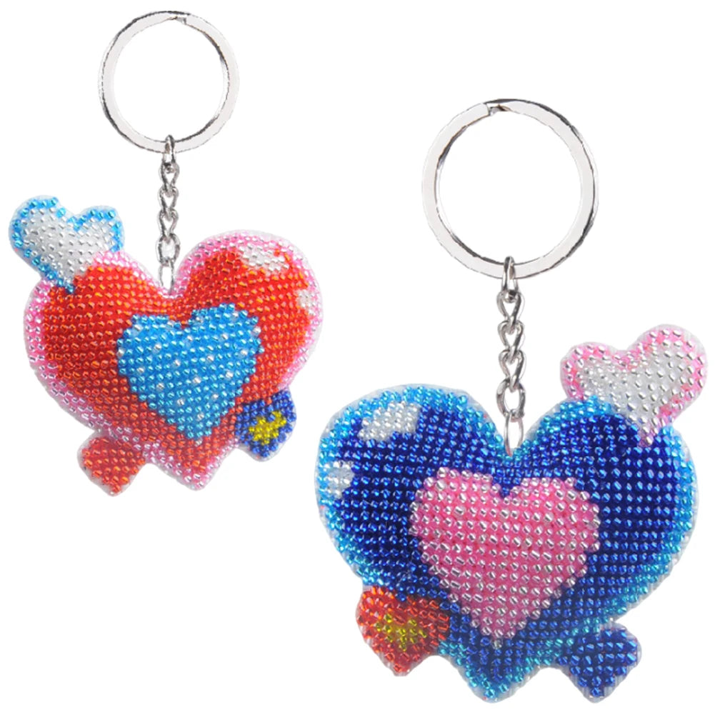Animal Heart Lollipop Mosaic Beads Embroidery Keyrings Art Handmade Beads Cross Stitch Keyring Kit Gift for Friends