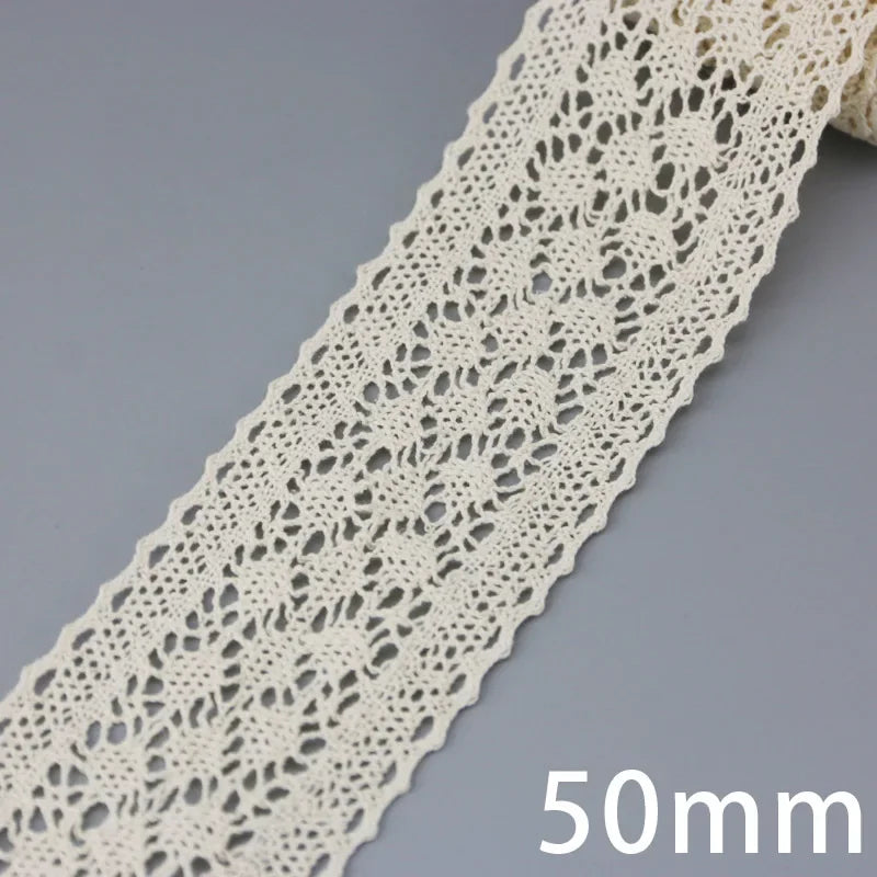 Cotton Lace Ribbon Beige DIY Handmade Wedding Party Craft Gift Packing Patchwork Crocheted Lace (5 meters/lot)