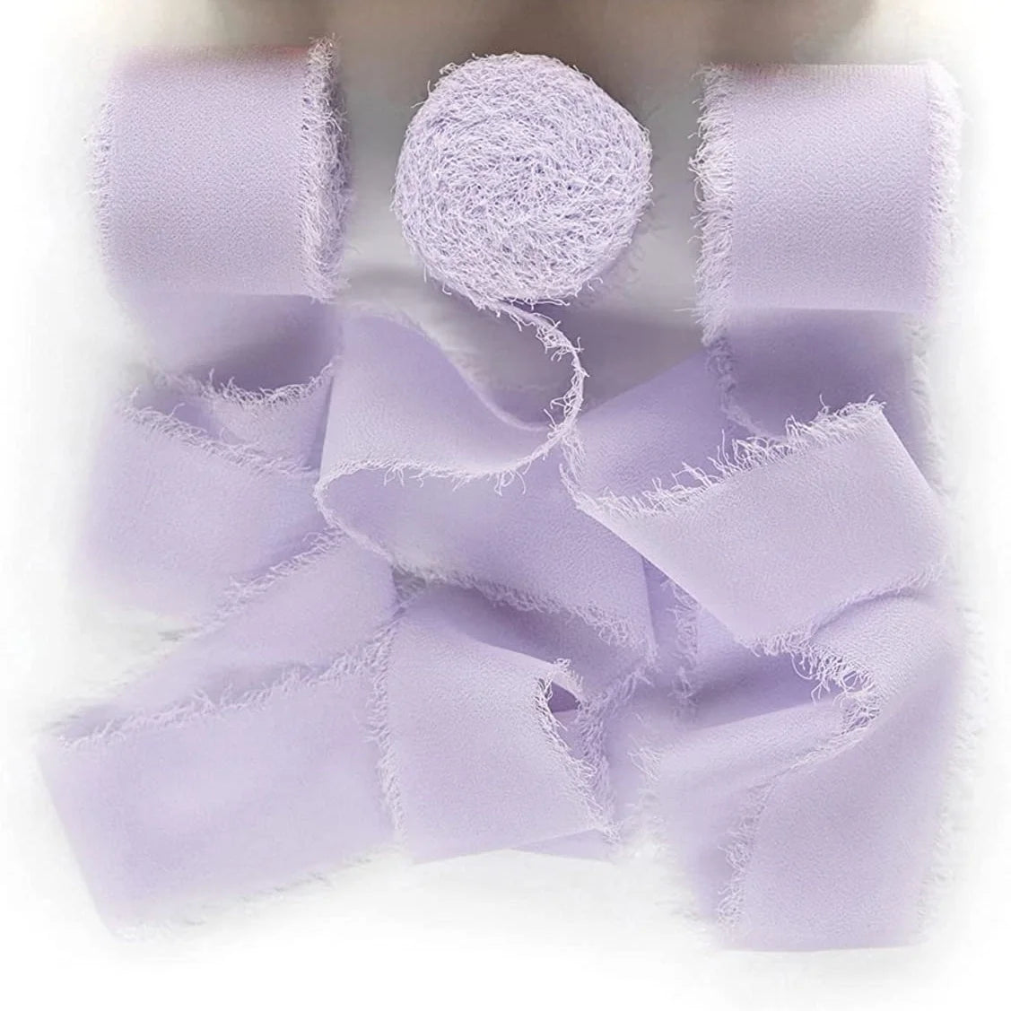 3 Roll/set 5m Frayed Edged Satin Handmade Chiffon Silk Ribbon For Wedding Invitation Bouquets Birthday Party DIY Decoration Gift