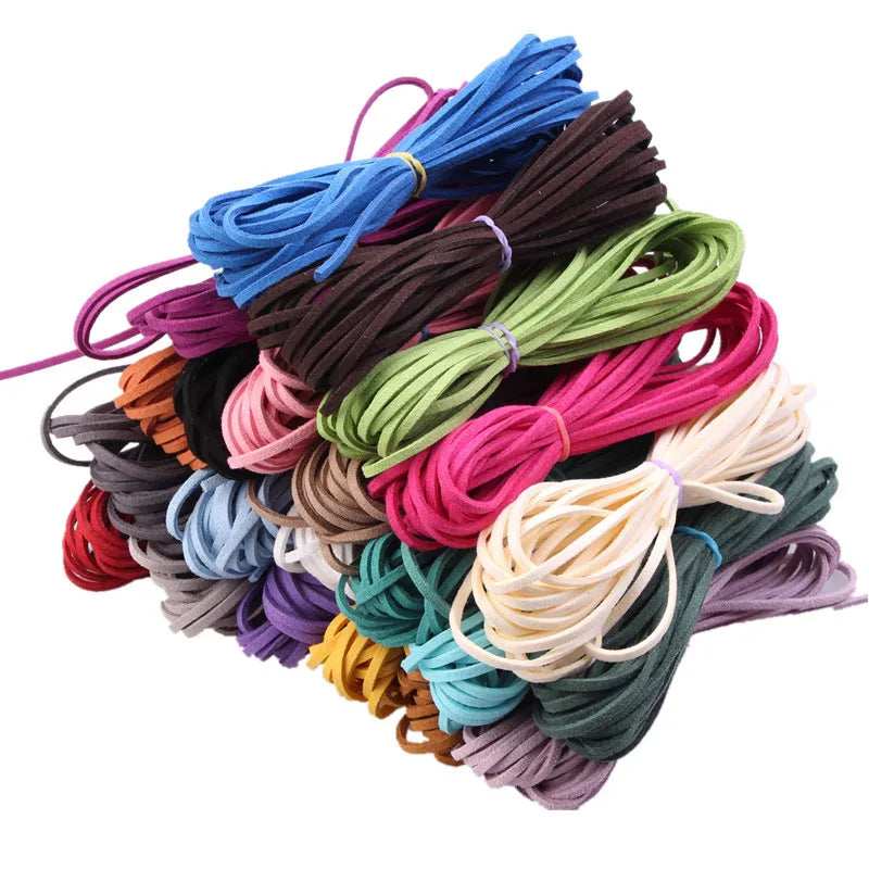 3MM 5M Micro-Fiber Flat Leather Lace Beading Thread Faux Suede Cord String Velvet Beading Supplies