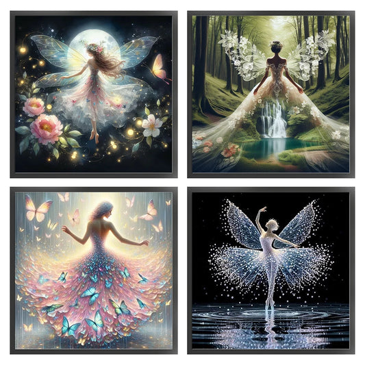 4pcs Girl Printed Cross Stitch Kit 45x45cm DIY 11CT Thread Art Needlework Decor