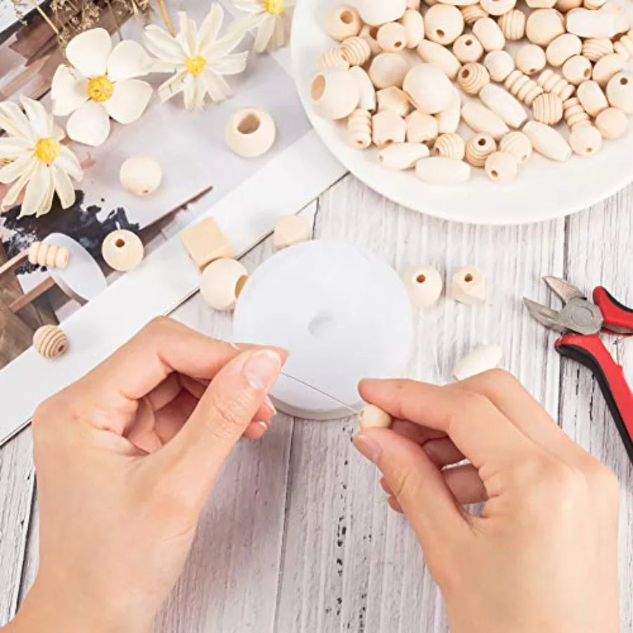 PandaHall 250300pcs Natural Wooden Bead Round Cube Rondelle Oval Wood Beads 1220mm Unfinished Wooden Bead Loose Spacer Wood Bea