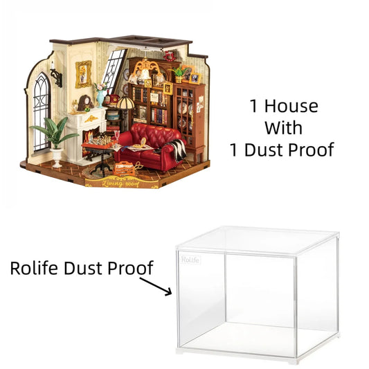 Robotime Rolife DIY Catherine's Living Room Doll House with Furniture Miniature Dollhouse Wooden Kits Toy for Kids Adults