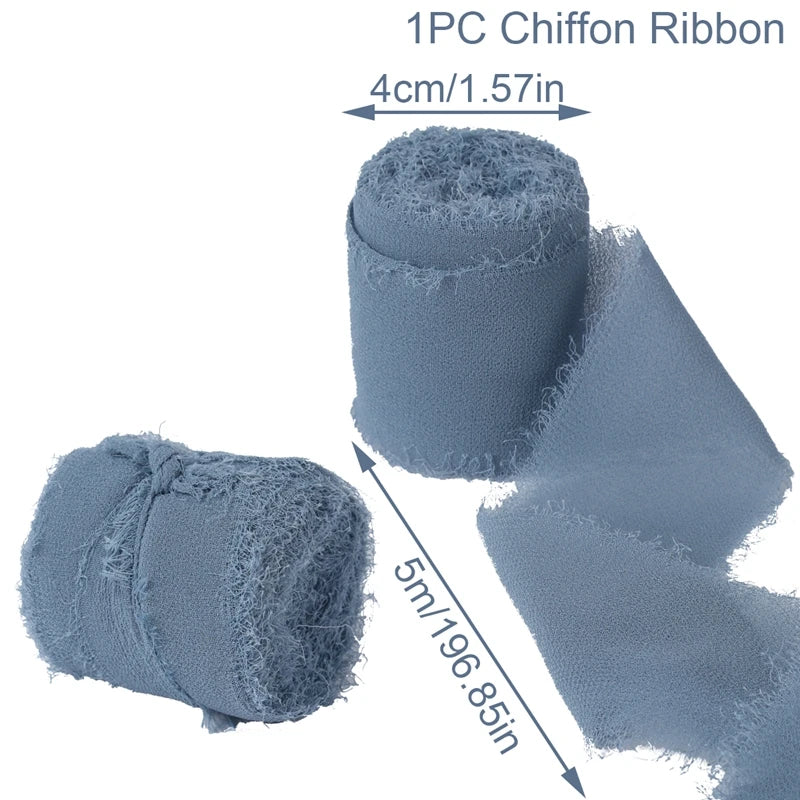 5 Meters Long Cintas Tela Para Manualidades 3.8 Cm Width Chiffon Silk Ribbon Flower Bouquet Wrap Decoration Edge Chiffon Ribbon