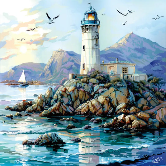 A White Lighthouse Wooden Jigsaw Puzzles Adult, Teens, Family, Animal Shaped Natural Wood Puzzle, Best Christmas Gift And Family