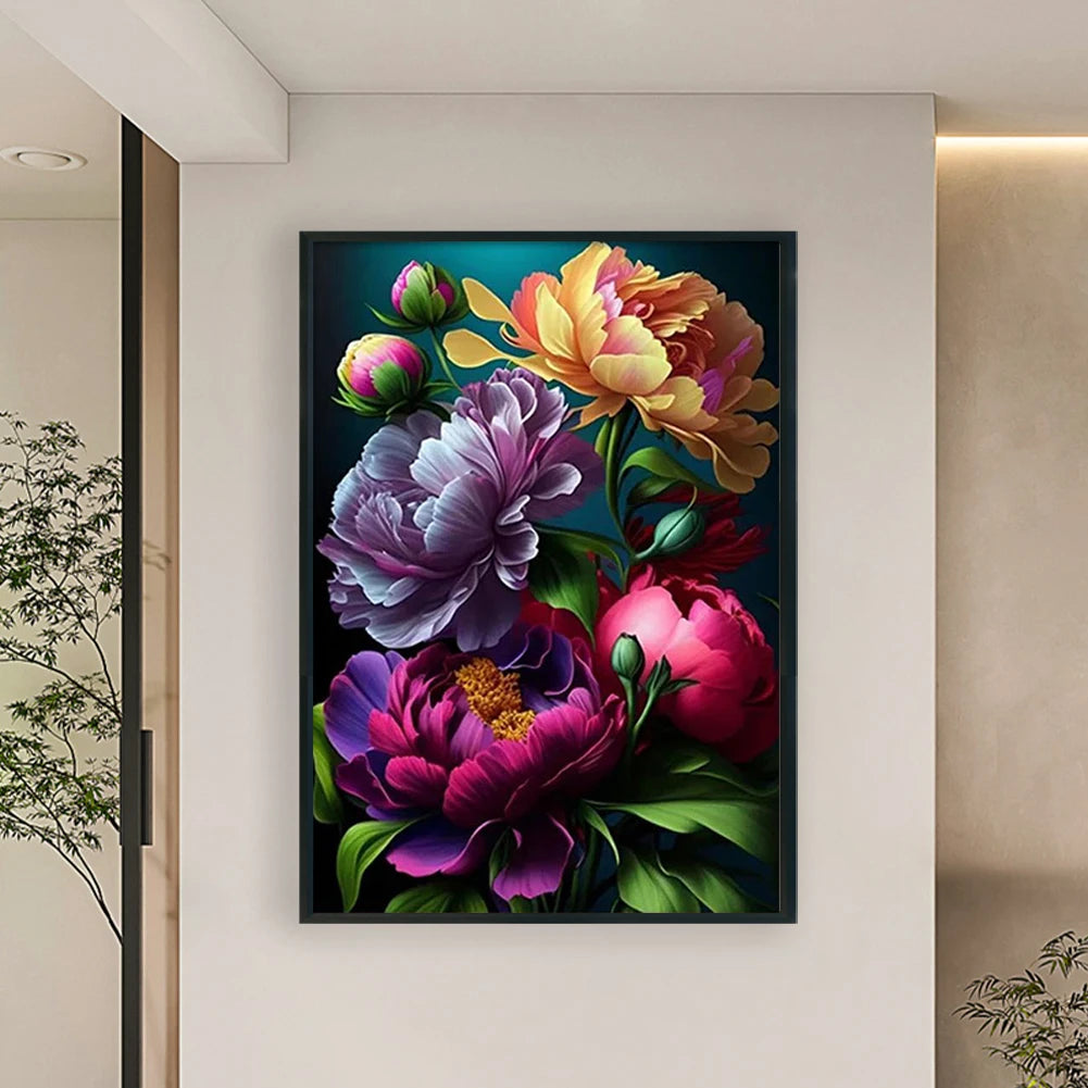 Full Embroidery Beads Printed 9CT Flower Cross Stitch Kit Home Art Decor50x69cm