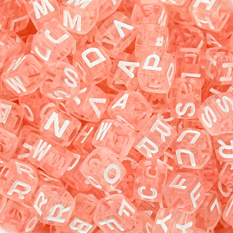 100Pcs/Lot Trendy  Acrylic Square Alphabet Beads Large Hole Letter Loose Spacer Bead Jewelry Handmade Bracelet Making Supplies