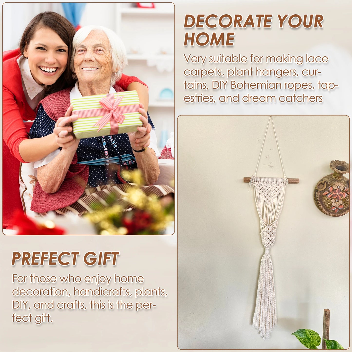 Macrame Kit for Beginners Natural Cotton Rope Macrame Wall Hanging Kit Complete Macrame Making Kit DIY Macrame Supplies