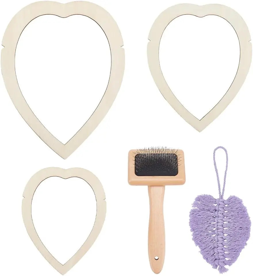 4Pcs Macrame Supplies Set Wooden Macrame Leaf Template Macrame Cutting Moulds and Comb for Making Macrame Feather making kit