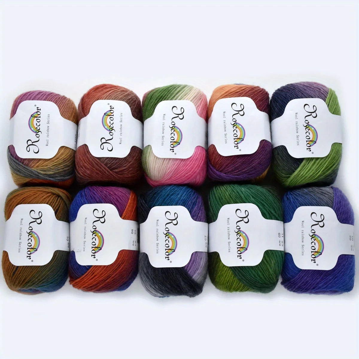 6pcs 100% Wool Yarn Rainbow Crochet Yarn Knitting Crocheting Scarf Hand-Woven Knitted Soft Cashmere Woolen Yarn for 1.76oz/pc