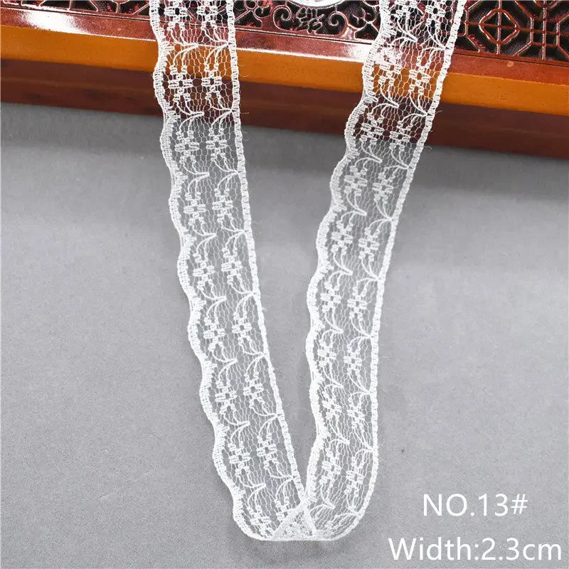 Best Selling 10yards 38kinds Color  White Lace Ribbon Woven Band French African Lace Wedding Fabric DIY Clothing/gift Wrapping
